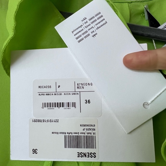 NWT Rokh Neon Green Ruffle Detail Button Down Blouse - Picture 9 of 11